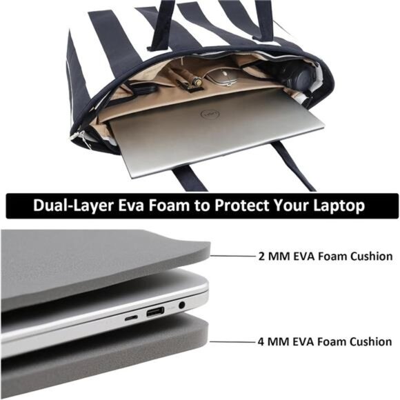 Women's Large Corduroy Laptop Tote Bag with 10 Pockets - Picture 3 of 6